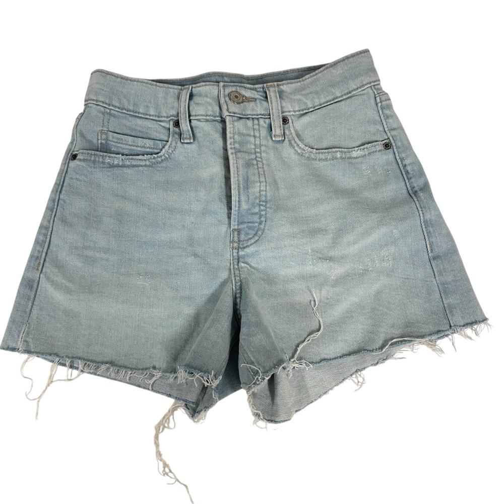Old Navy Womens Size 2 Sky-Hi A-Line Button Fly Light Wash Stretch Jean Shorts
